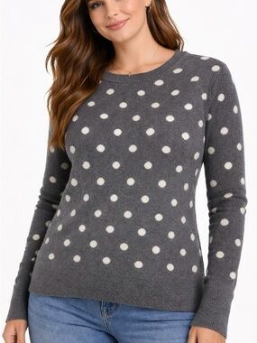 GAP Women's Polka Dot Sweater Size Medium - Grey & White, Soft Knit,